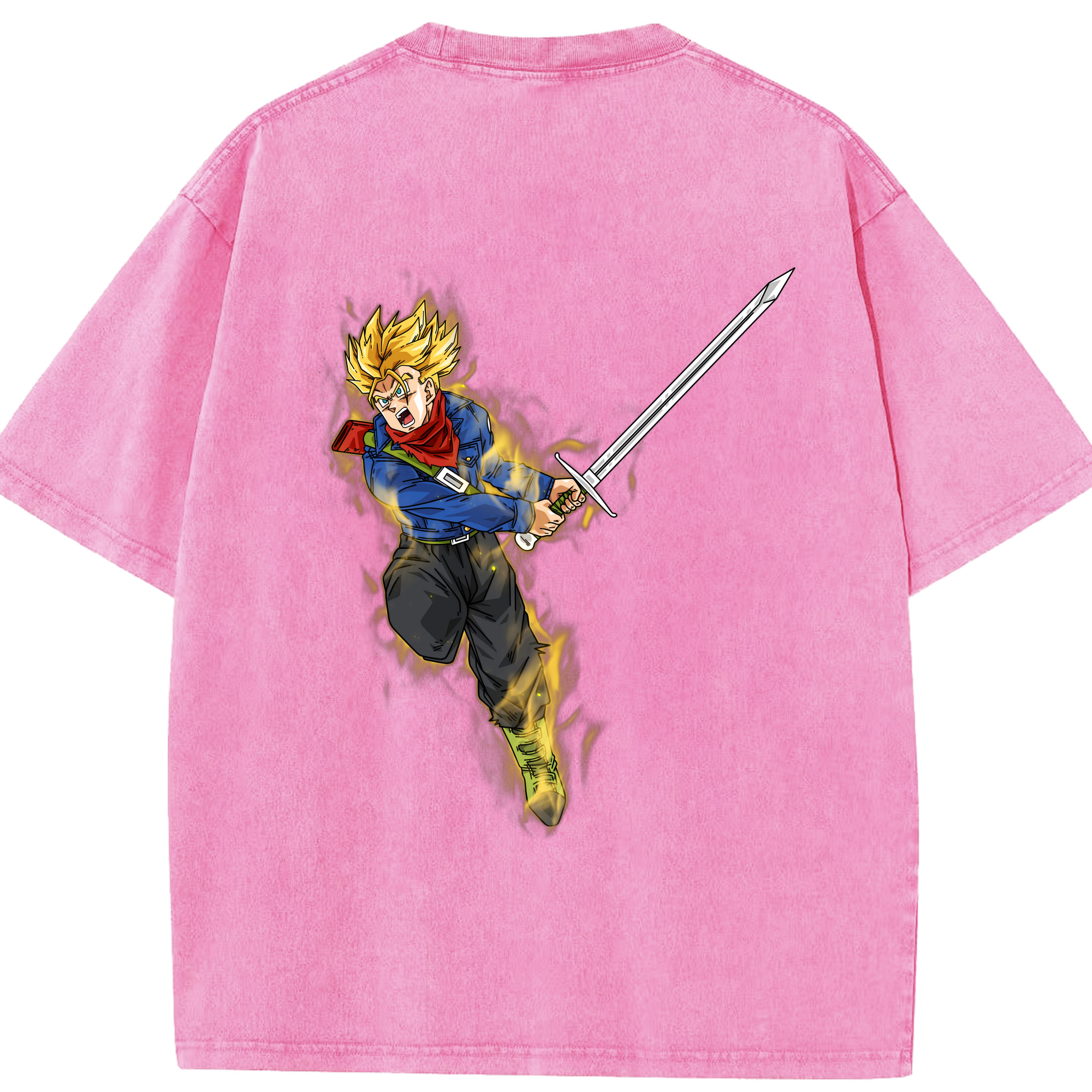 （画像用） ドラゴンボール トランクス（Torankusu）DRAGON BALL Trunks 綿100% ヴィンテージ風 半袖Tシャツ（背面プリント）